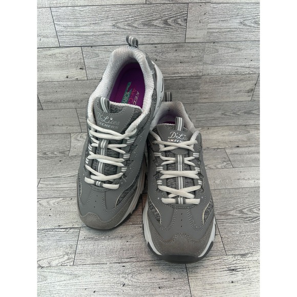 Skechers D'Lites Memory Foam Gray Walking Sneakers Womens Size 8 - Picture 1 of 13